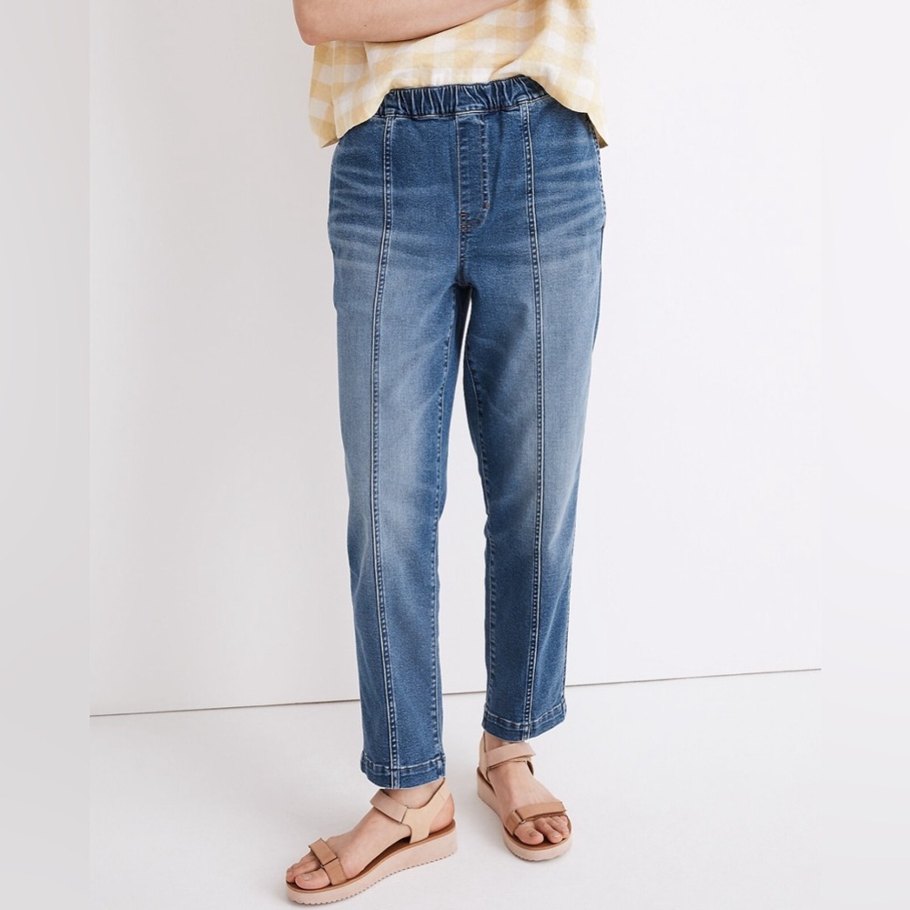 Madewell Pull-On Relaxed Jeans in Caville Wash Seamed   Women’s Size Large - Picture 4 of 15